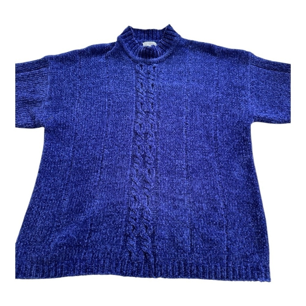 Jessica Sport Sweater Vintage Plus Size Chenille Mock Neck Cable Front - Size 18